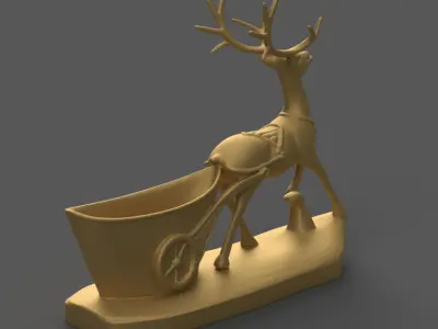 Reindeer Sleigh planter candy container urn candle holder 3D print model