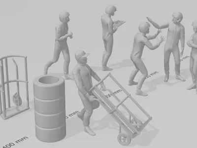 40 Pit Crew mechanics 3D print model