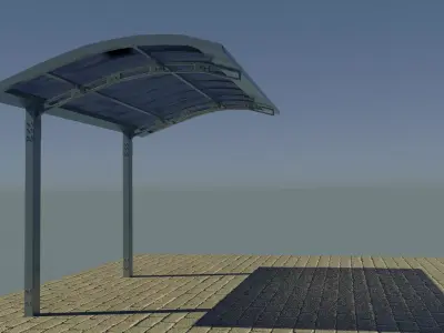 CARPORT LOW POLY bus shelter with roof Low-poly 3D model