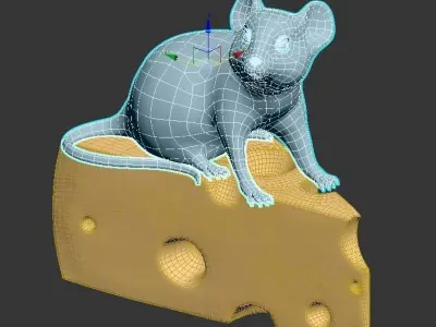 mouse on piece of cheese 3D model