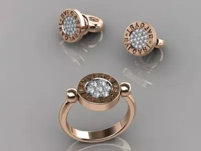 Bvlgari Ring and Earrings  3D print model