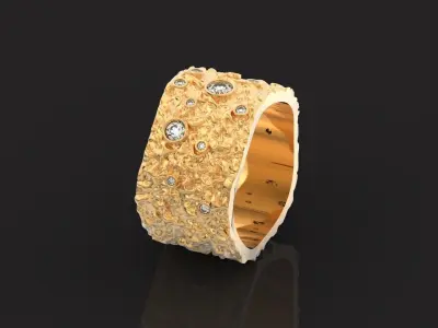 textured ancient Wedding Band 1105 3D print model