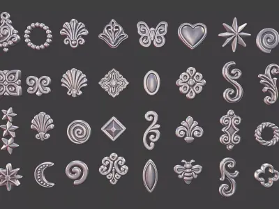 set of 32 Ornamental 3D Models Jewelry Design Decorative 3D print model