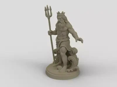 Poseidon God of the Sea Statue - Detailed 3D Printable Model 3D print model