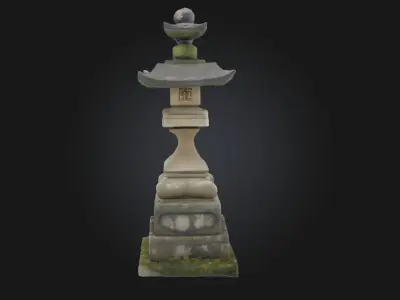 Stone Lantern Serenity Traditional Garden 3D model