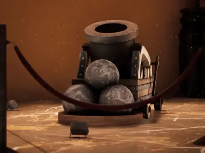 Medieval museum - modular building and exhibits 3D model