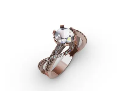 Luxury Engagement Ring 3D print model 7