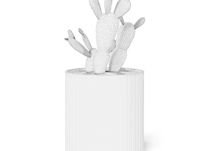 Cactus 3D Model in Metal Pot 3D model