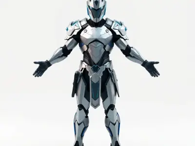 Futuristic Armored Warrior  HighTech Exosuit Character Model Low-poly 3D model