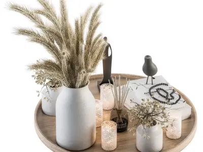 Decorative Set Wheat in Tray - Set 54 3D model