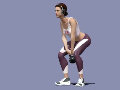 Rigged fitness girl 3D model