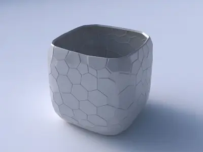 Vase quadratic stumpy with organic cells 3D print model
