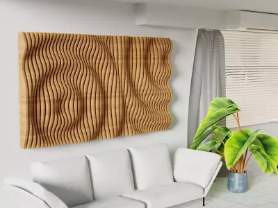 Parametric Wood Wall Decor Waterdrop 3D and Cnc File 3D model