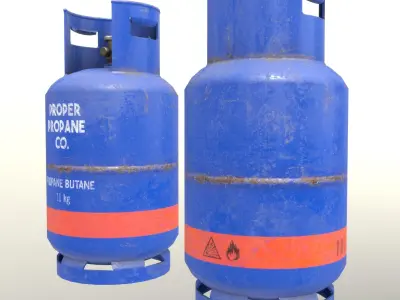 Gas Cylinder 11 kg Blue - Clean and Old Low-poly 3D model