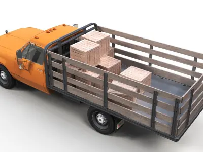 Dodge D100  light-duty stake truck Low-poly 3D model