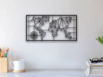 World Map Wall Art 3D print model shop