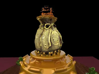 Chinese money bag  with yuan bao  3D model