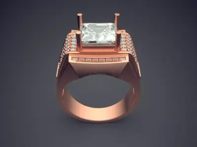 Luxury Ring With Square Diamond CAD 3030 3D print model