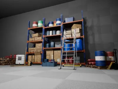 UE4 - Modular Warehouse Props Pack Low-poly 3D model