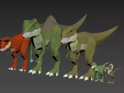 Dinosaurs Lowpoly - Carnivores Pack Low-poly 3D model