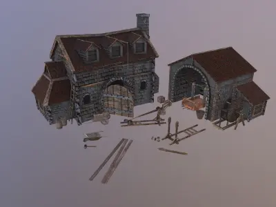  Medieval Workshop Level 5 Low-poly 3D model