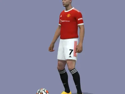 3D Rigged Cristiano Ronaldo Manchester United Low-poly 3D model