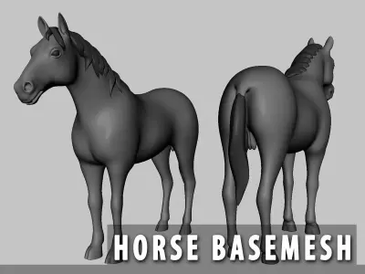 Horse Basemesh Low-poly 3D model