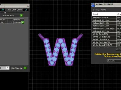 W initial pendant necklace model 697 3D print model