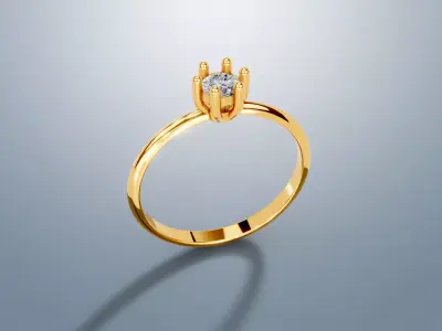 6 Prong Solitaire Ring 3D print model