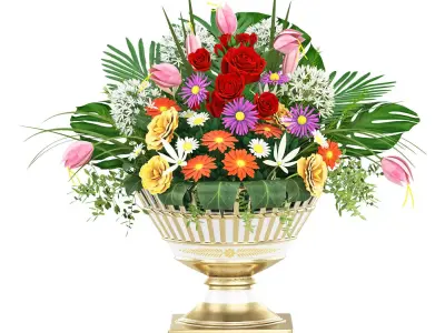 Bouquet in a vase 3D model