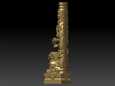 dragon pillar on unicorn 3D print model