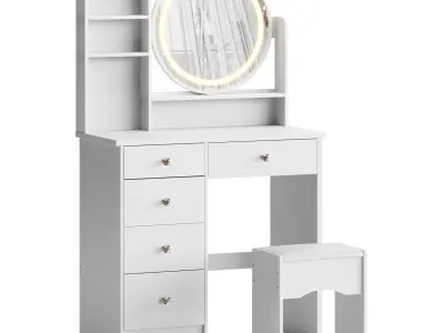 Ensemble coiffeuse avec tabouret et miroir Willodine 3D model