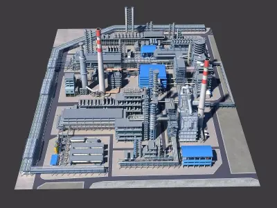 Refinery steel structure Low-poly 3D model