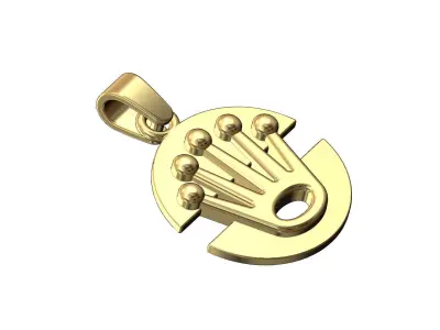 Watch crown split round pendant with bail 3D print model