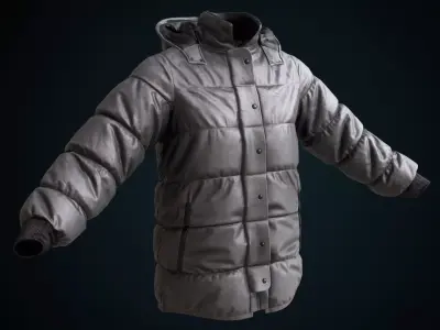 Gray winter jacket Low-poly 3D model