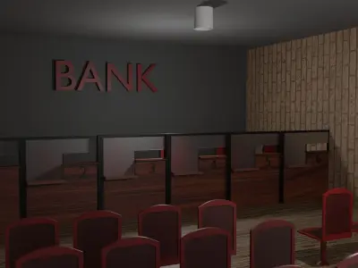 Bank Interior Low-poly 3D model