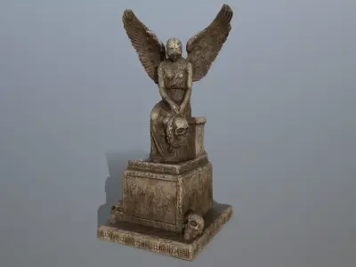 statue 3 of woman with wings Low-poly 3D model