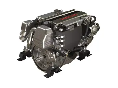 Marine Diesel Engine PBR Textured Yanmar Bobtail 4JH4557 3D model