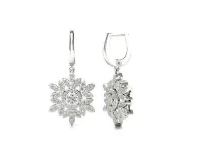 Earrings-72 earring in rose gold with diamonds 3D print model
