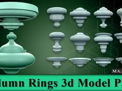 70 Column Rings 3d Model Pack Low-poly 3D model