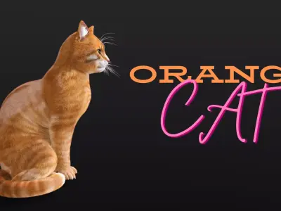 Orange cat Low-poly 3D model