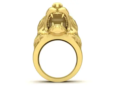 Bold Tiger Head Signet Ring for Men 3609 3D print model