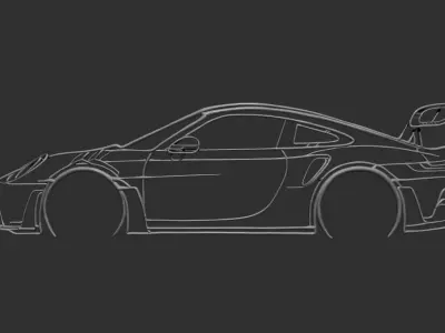 Porsche 911 GT3 RS model 992 Silhouette Metal Wall Art STL 3D print model