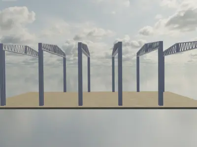 Steel frame structure 3D model