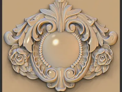 floral door wood carved  3D model