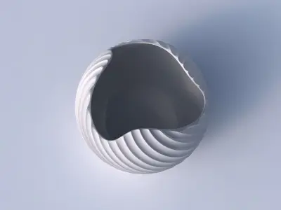 Bowl Spheric wavy with extruded vertical lines 2 3D print model