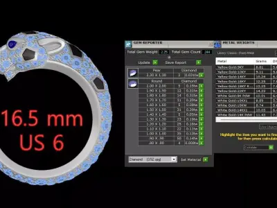 Panther Ring Medium Model Paved 3D print model