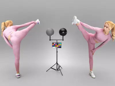 Beautiful woman in tracksuit training 413 Low-poly 3D model