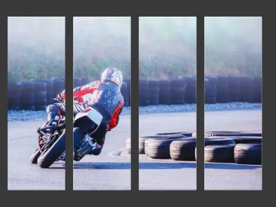 Printed Canvas - Men riding a Motorbike Low-poly 3D model