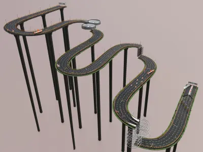 Country Marble Racing Track with 14 Country Balls Track 1 3D model